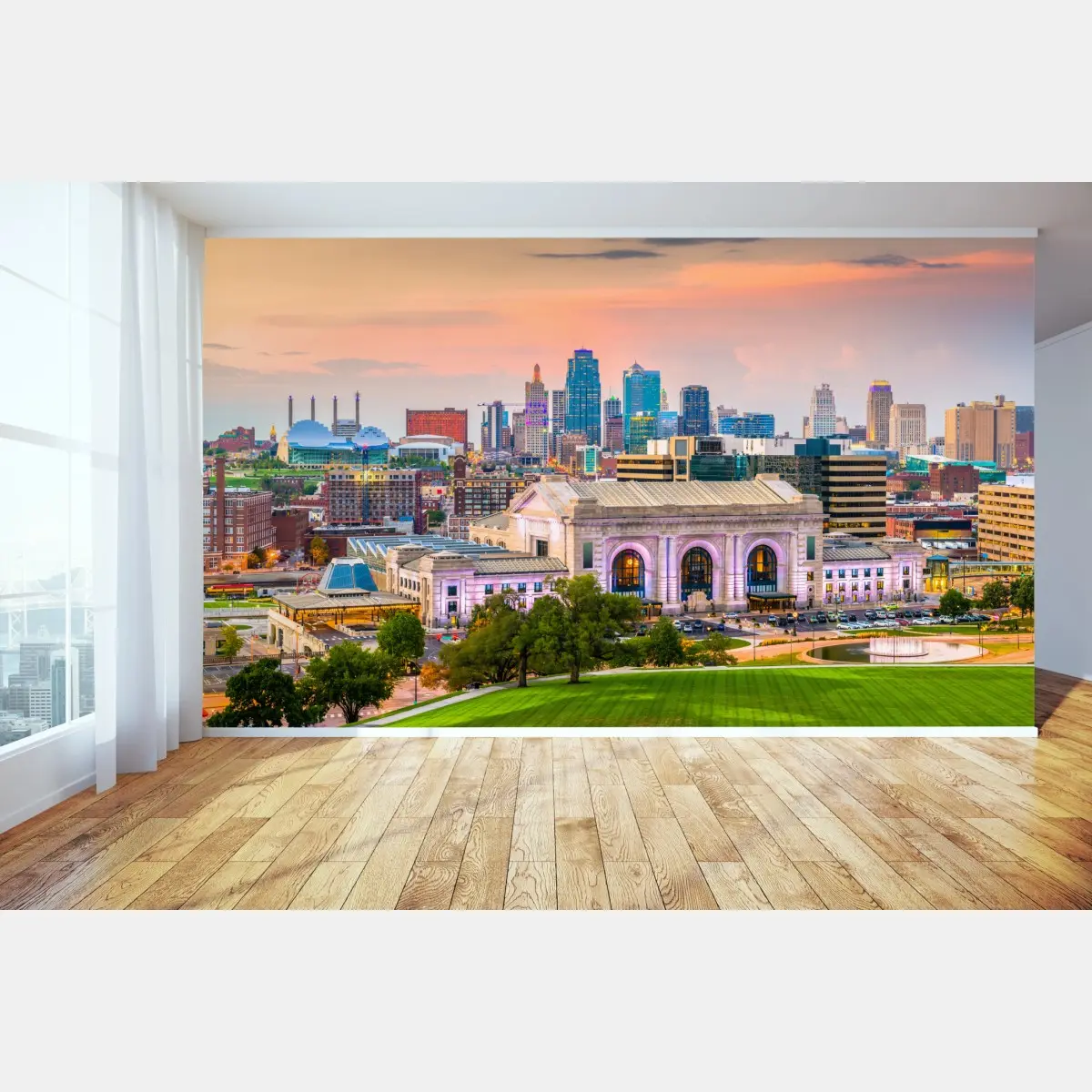 Wall mural Kansas City skyline at dusk • Wallissimo®
