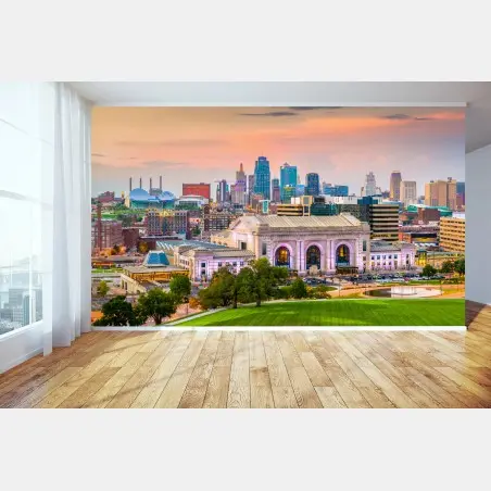 Wall mural Kansas City skyline at dusk • Wallissimo®