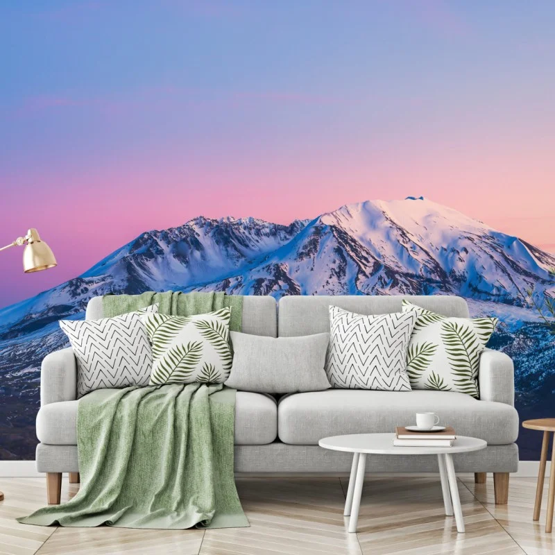 Wall mural sunset over Mount St. Helens in winter