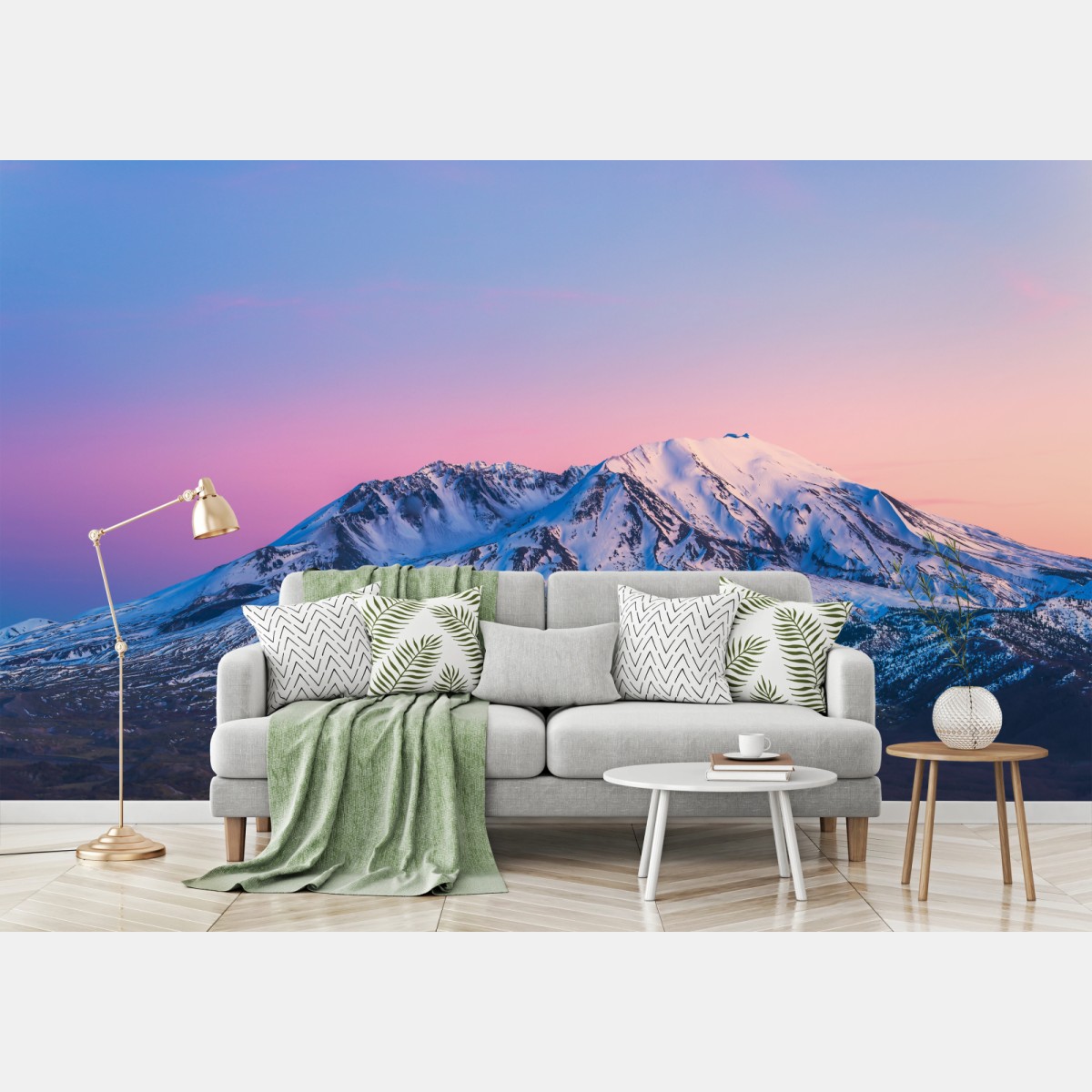 Wall mural sunset over Mount St. Helens in winter • Wallissimo®