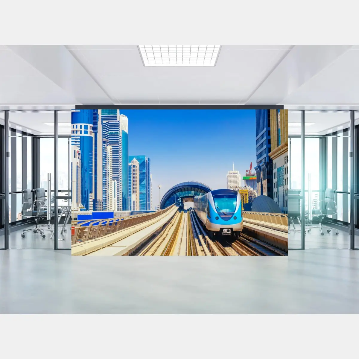Wall mural urban metro train in sunlight • Wallissimo®