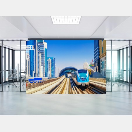 Wall mural urban metro train in sunlight • Wallissimo®