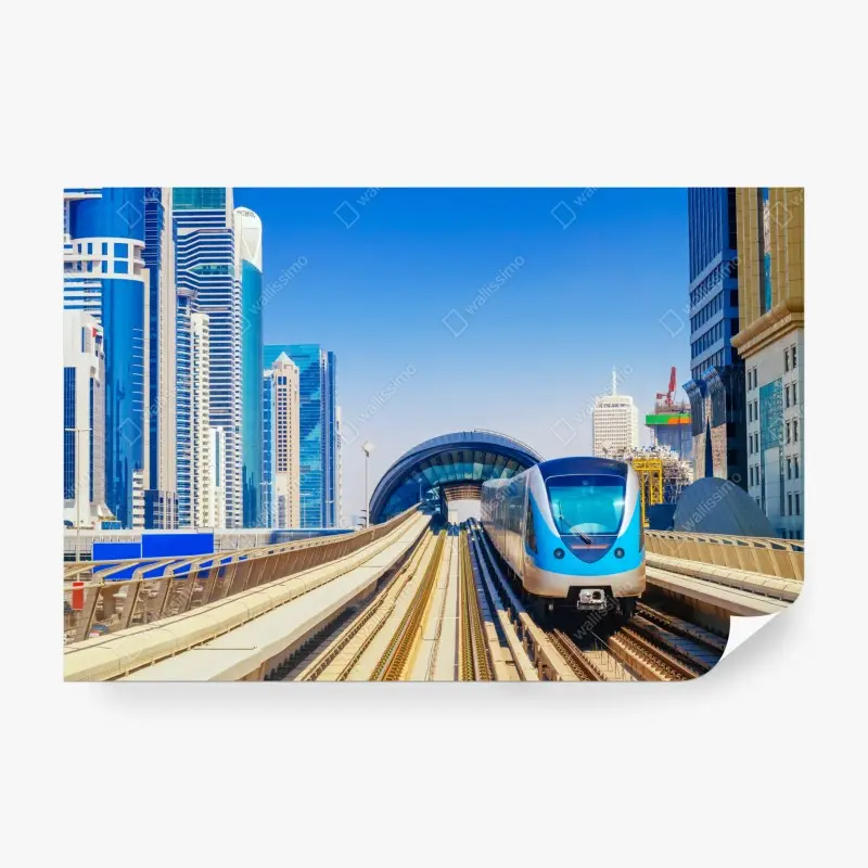 Wall mural urban metro train in sunlight
