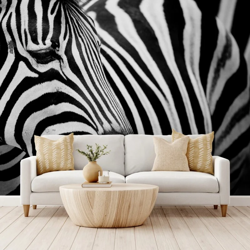 Wall mural zebra stripes in monochrome