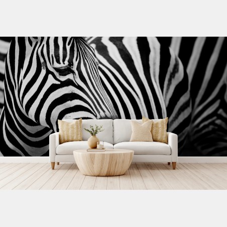 Wall mural zebra stripes in monochrome • Wallissimo®