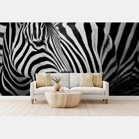 Wall mural zebra stripes in monochrome • Wallissimo®