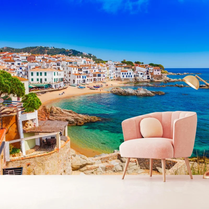Wall mural sunny mediterranean seaside village