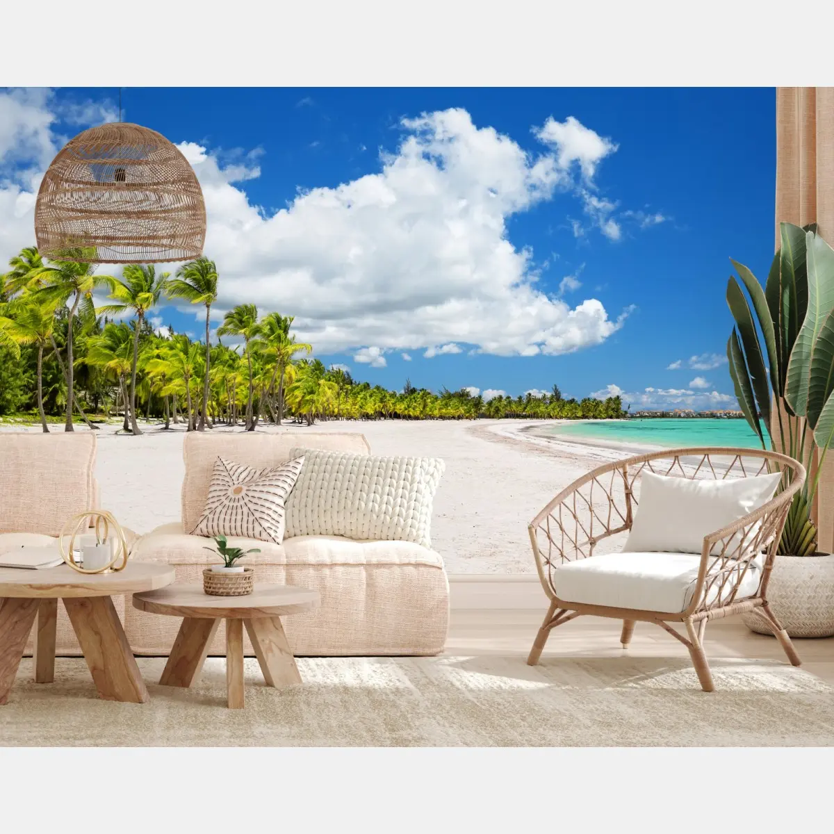 Wall mural tropical beach paradise in Punta Cana • Wallissimo®