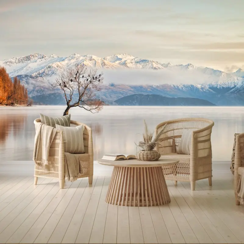 Wall mural solitary tree on Lake Wanaka