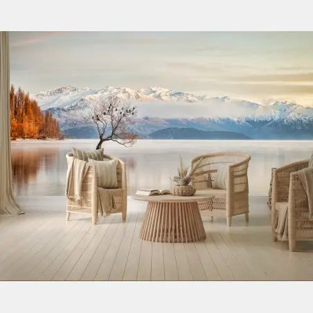 Wall mural solitary tree on Lake Wanaka • Wallissimo®