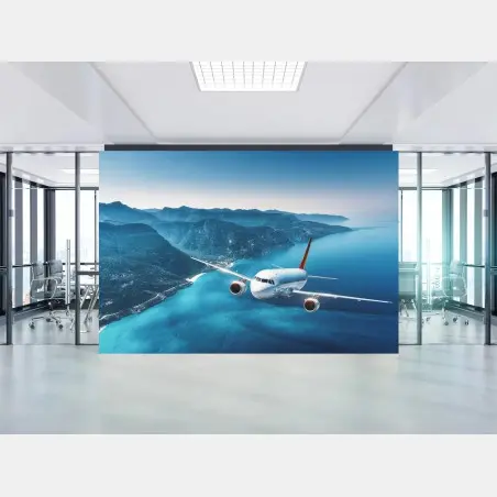 Wall mural coastal flight over turquoise sea • Wallissimo®