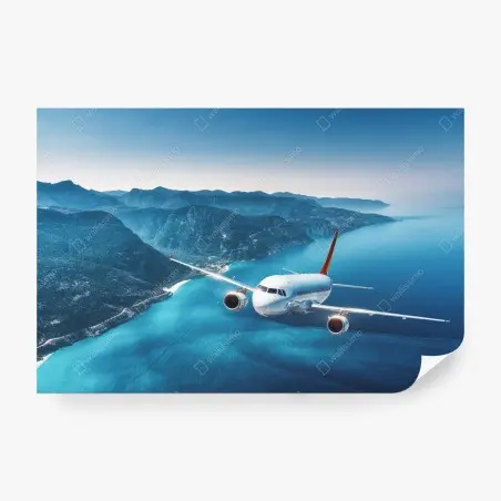 Wall mural coastal flight over turquoise sea • Wallissimo®