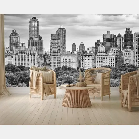 Wall mural Manhattan skyline in black and white • Wallissimo®