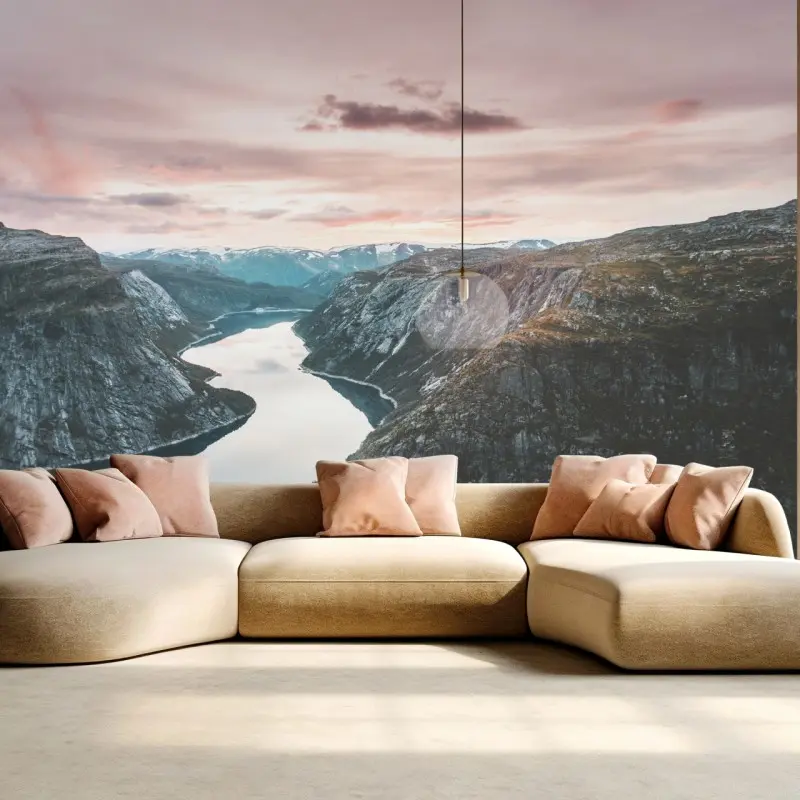 Wall mural serene fjord at sunset