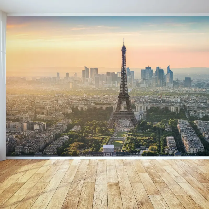 Wall mural Paris skyline at sunset with the Eiffel Tower