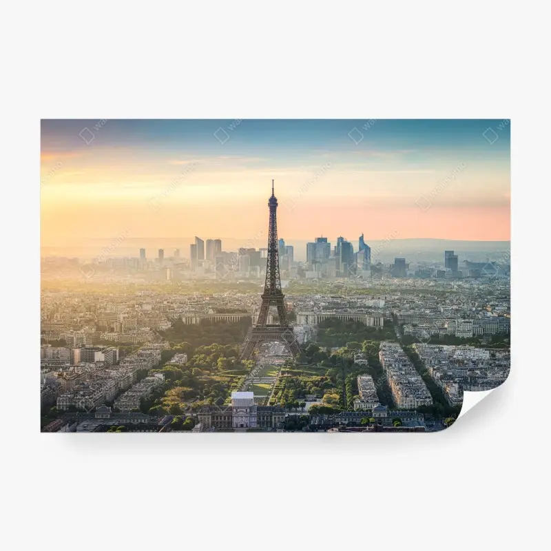 Wall mural Paris skyline at sunset with the Eiffel Tower