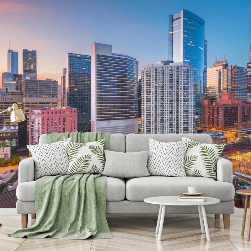Wall mural Chicago skyline at dusk