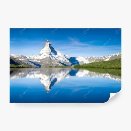 Wall mural majestic mountain reflection over alpine lake • Wallissimo®