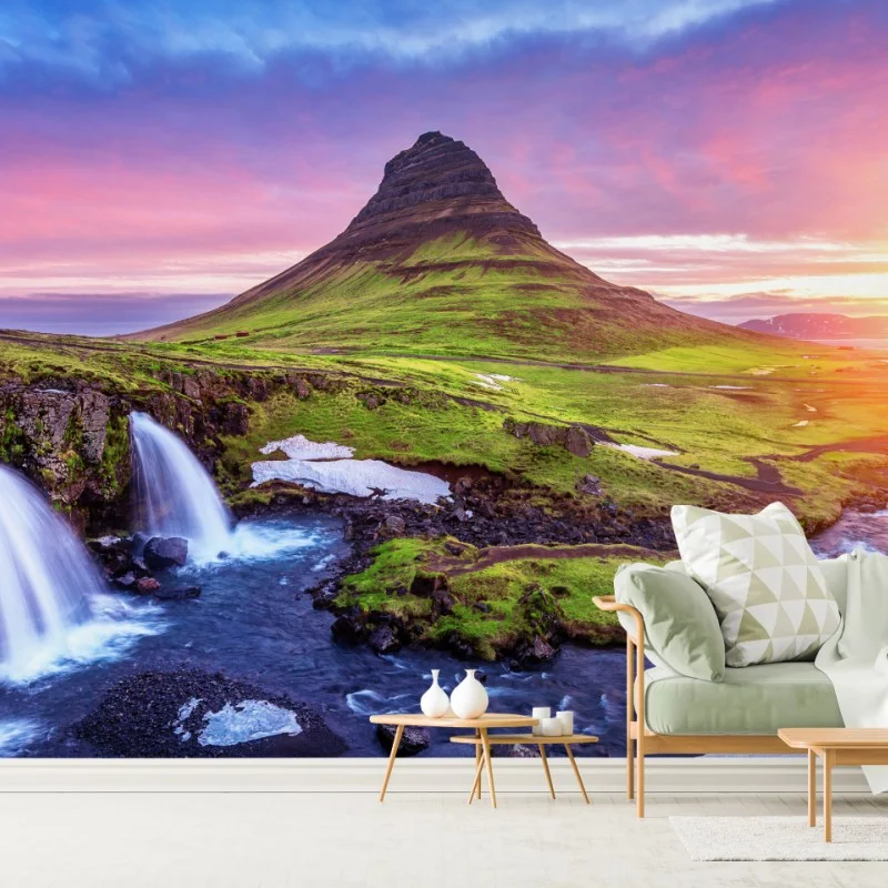 Wall mural Kirkjufell sunrise landscape