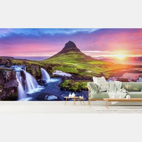 Wall mural Kirkjufell sunrise landscape • Wallissimo®