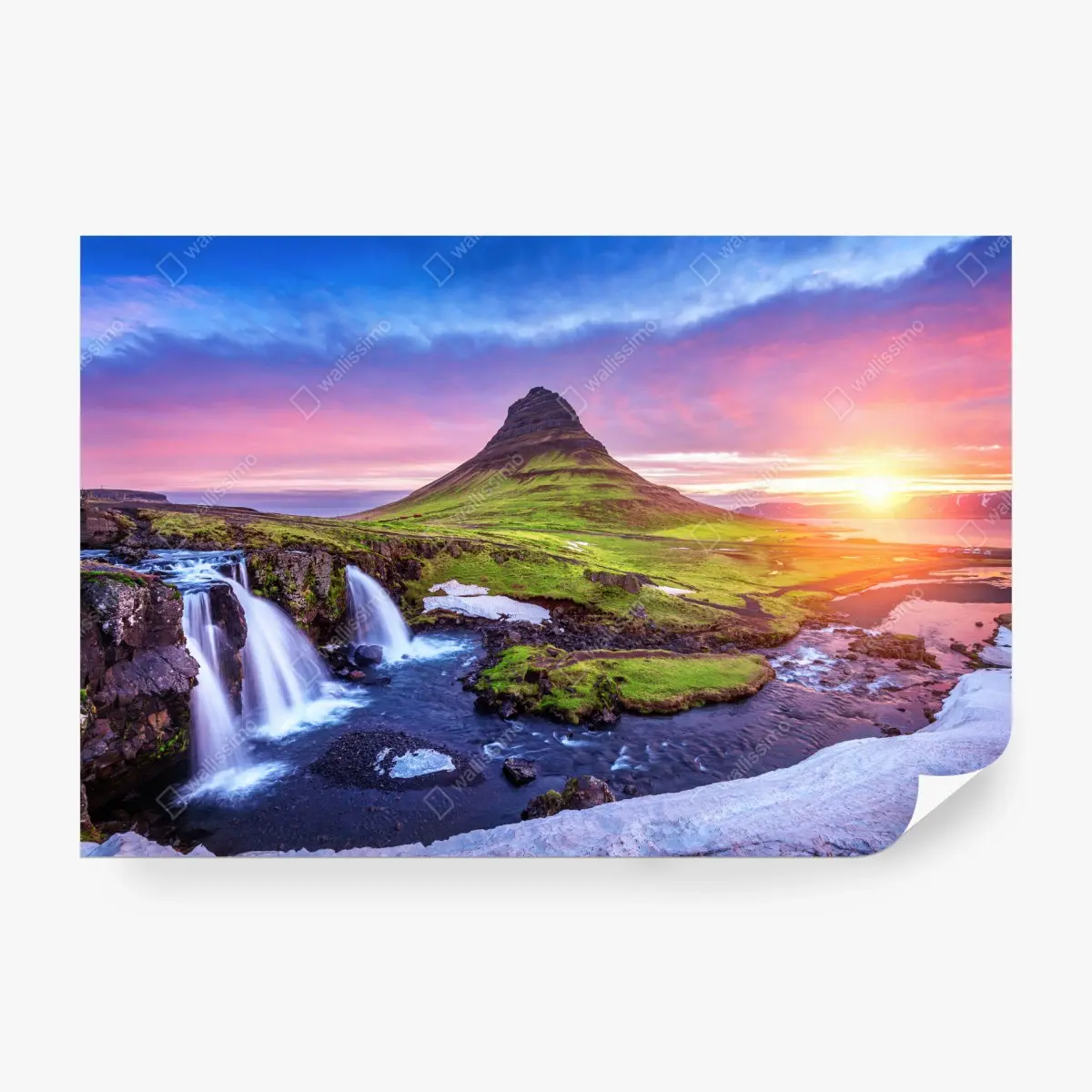 Wall mural Kirkjufell sunrise landscape • Wallissimo®