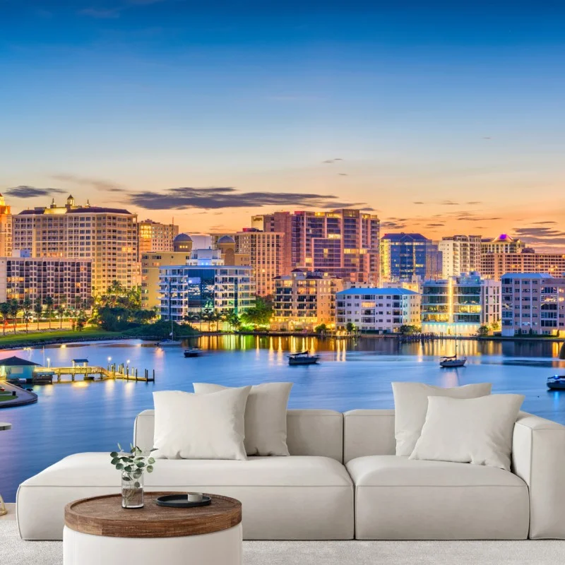 Wall mural Sarasota dawn skyline over the bay