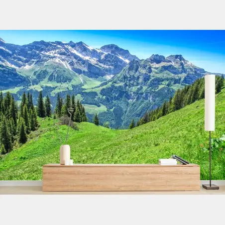 Wall mural alpine panorama over Engelberg, Switzerland • Wallissimo®
