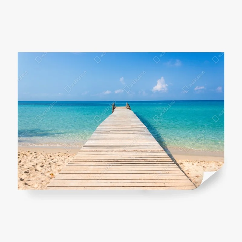Wall mural wooden pier to turquoise sea