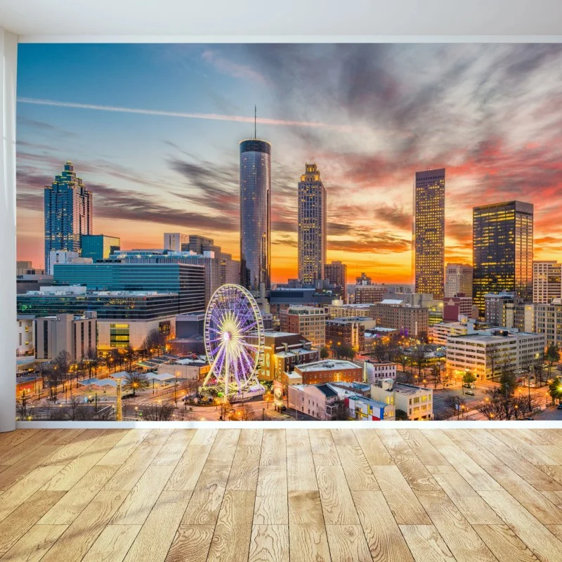 Wall mural Atlanta skyline at sunset