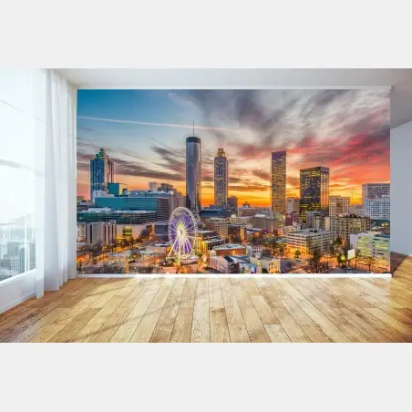 Wall mural Atlanta skyline at sunset • Wallissimo®
