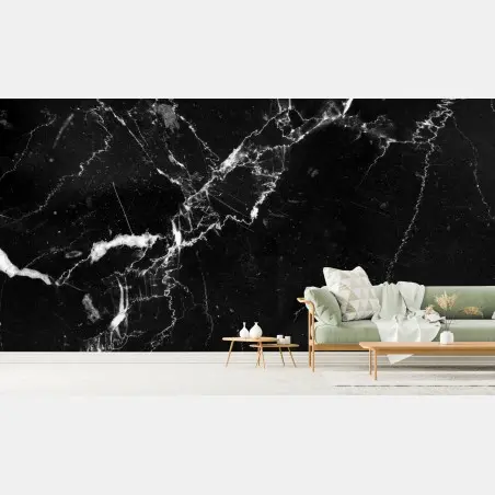 Wall mural black marble veins texture • Wallissimo®