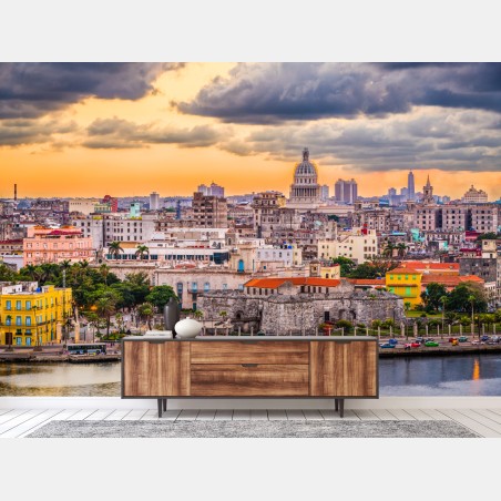 Wall mural Havana skyline at sunset • Wallissimo®