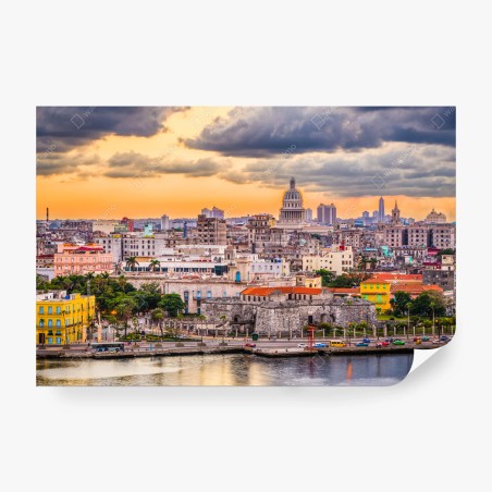 Wall mural Havana skyline at sunset • Wallissimo®