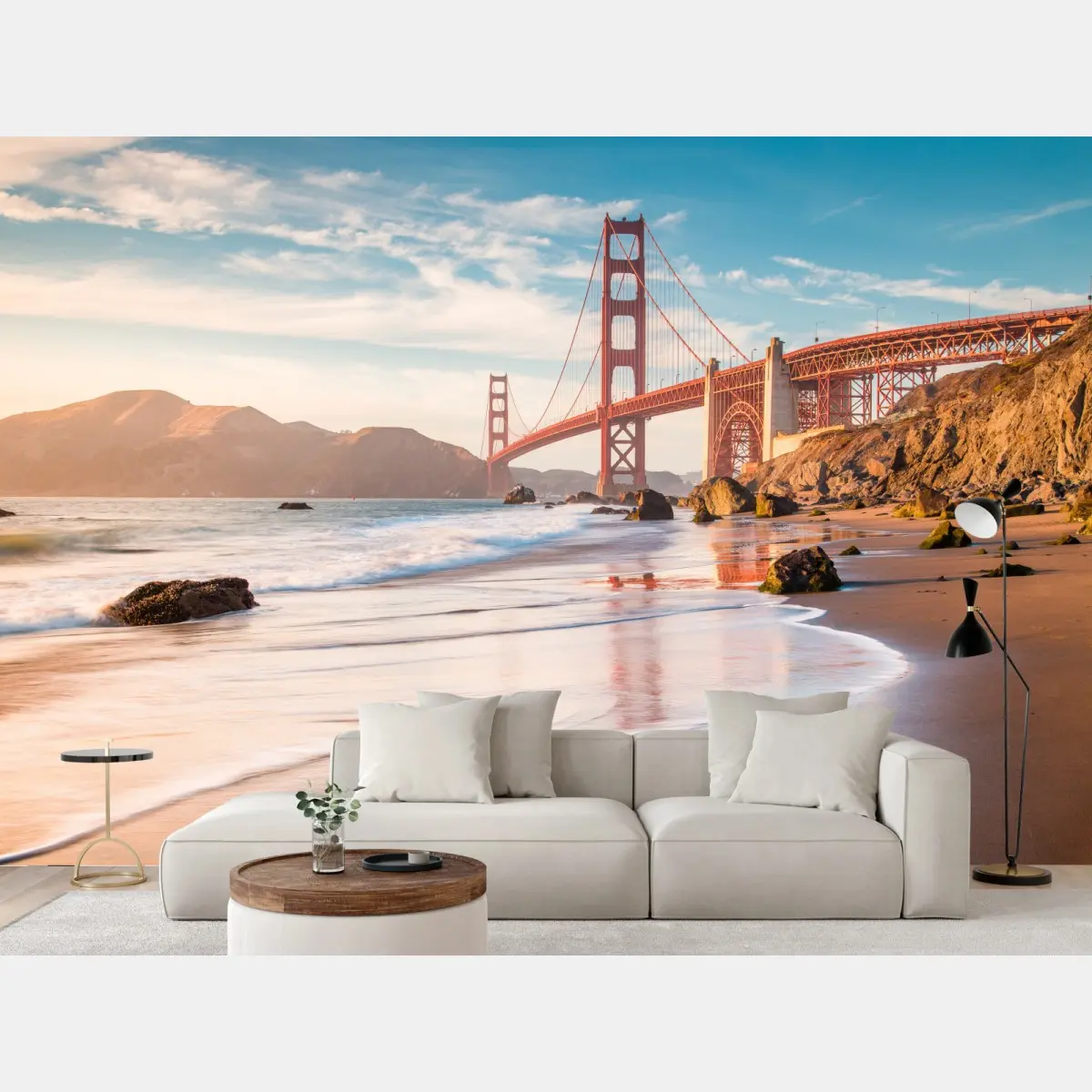 Wall mural San Francisco Golden Gate Bridge at sunset • Wallissimo®