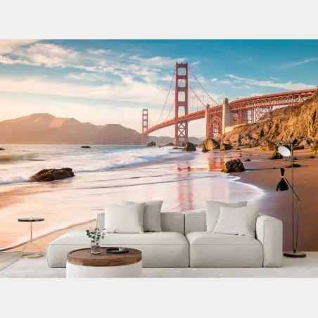 Wall mural San Francisco Golden Gate Bridge at sunset • Wallissimo®