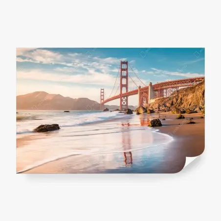Wall mural San Francisco Golden Gate Bridge at sunset • Wallissimo®
