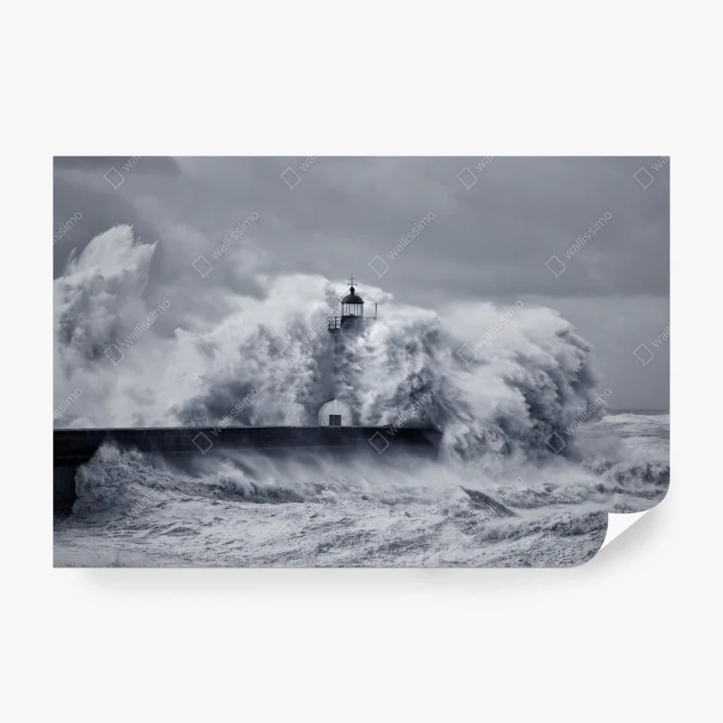 Wall mural lighthouse engulfed by stormy waves ⁕ Wallissimo® Wall mural lighthouse engulfed by stormy waves ⁕ Wallissimo®