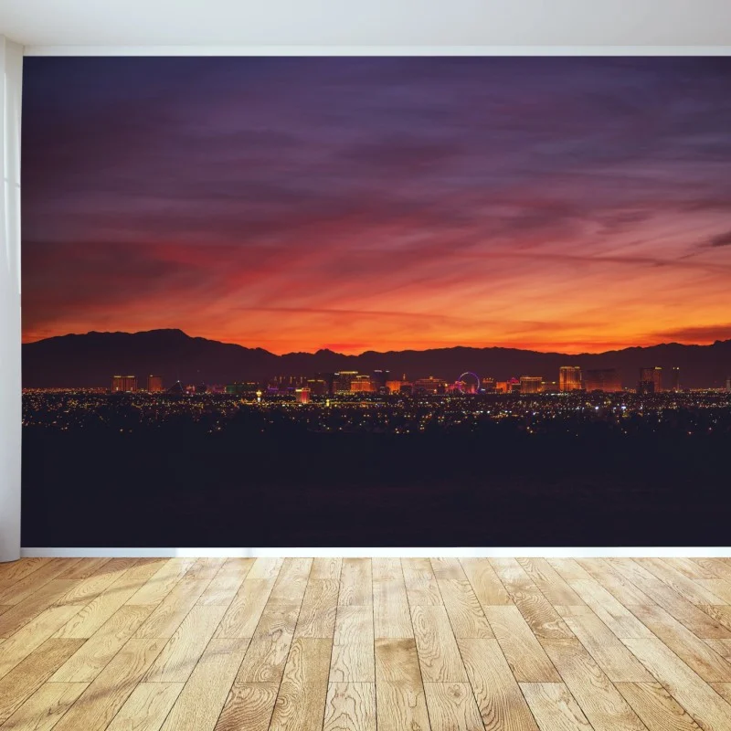 Wall mural Las Vegas skyline at dusk panorama