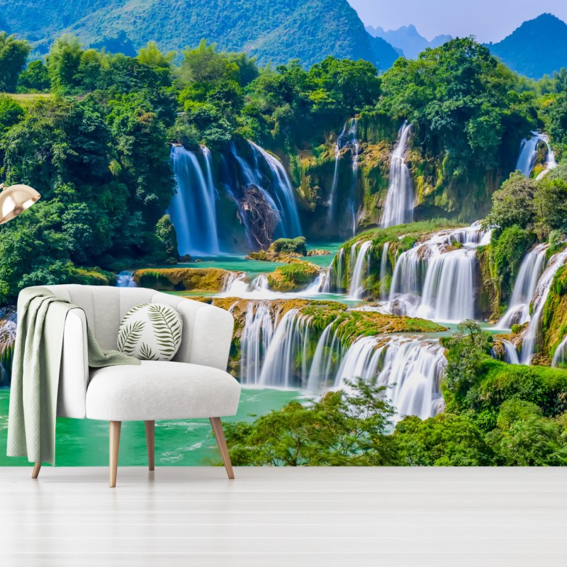 Wall mural emerald cascade waterfall landscape