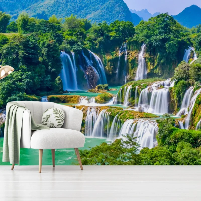 Wall mural emerald cascade waterfall landscape
