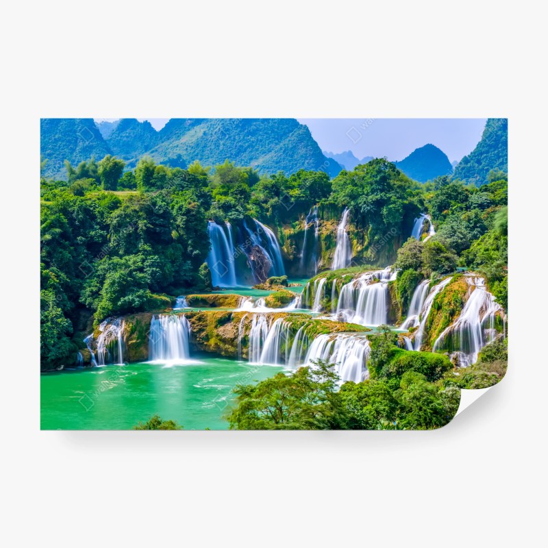 Wall mural emerald cascade waterfall landscape