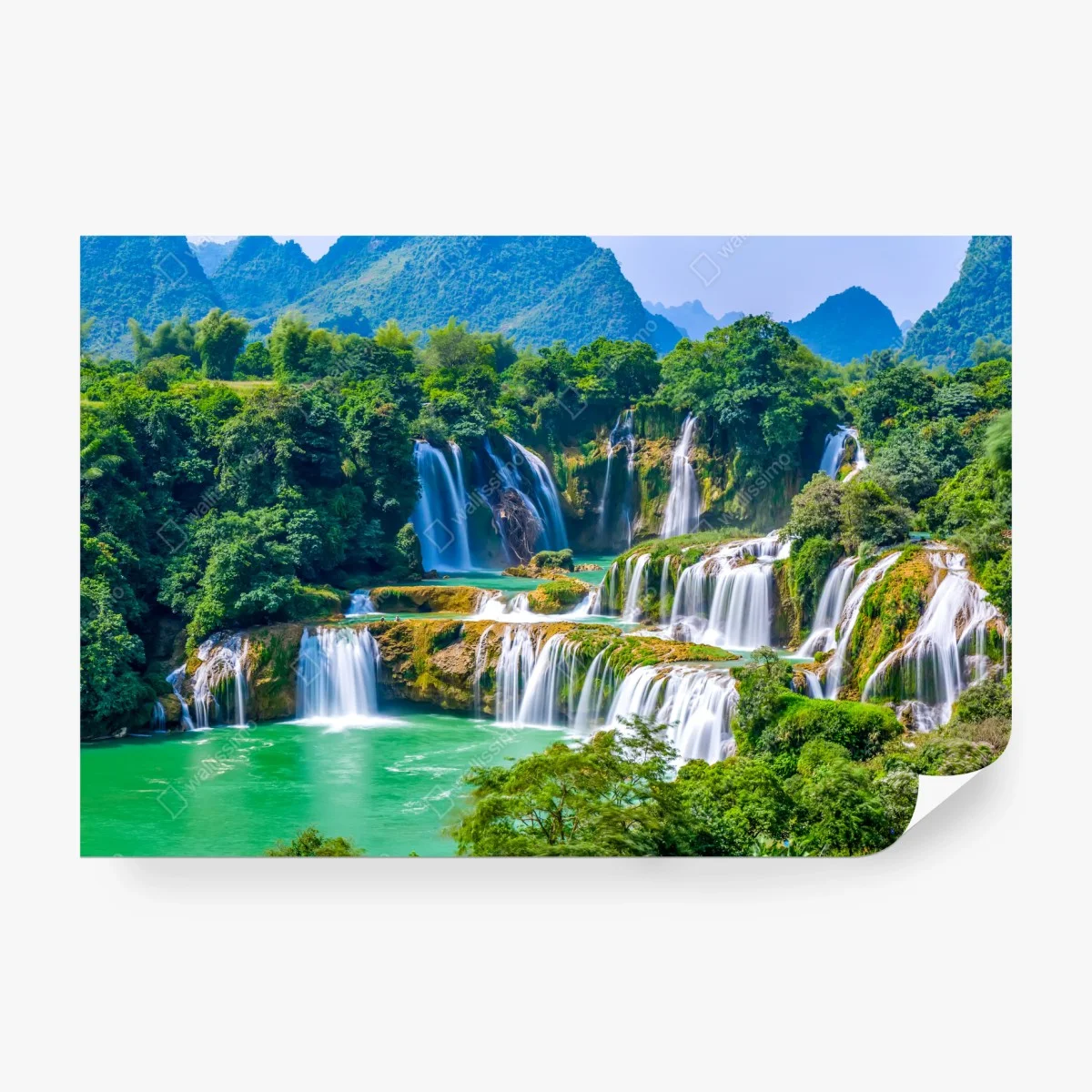 Wall mural emerald cascade waterfall landscape ⁕ Wallissimo® Wall mural emerald cascade waterfall landscape ⁕ Wallissimo®