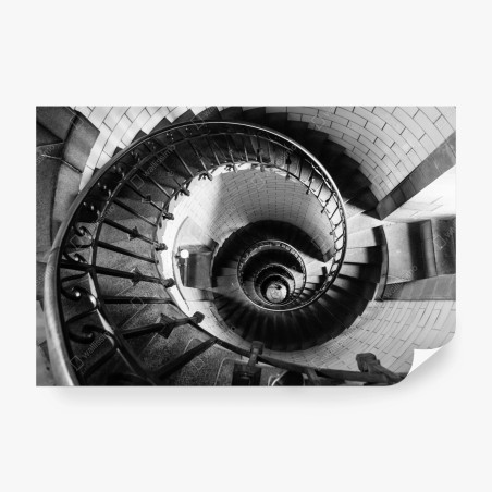 Wall mural spiral staircase in monochrome perspective • Wallissimo®