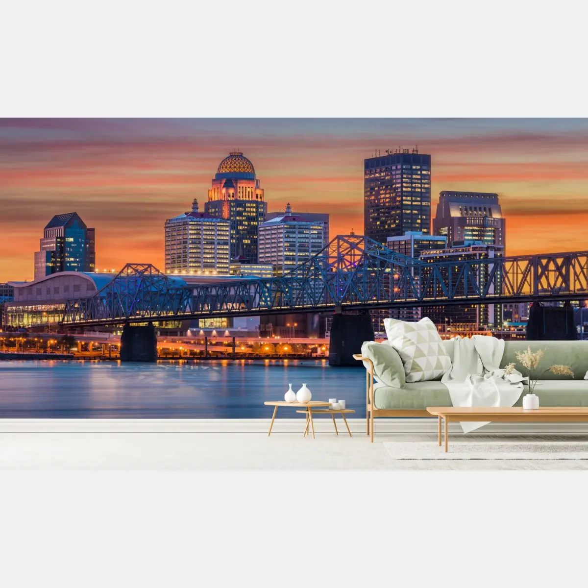 Wall mural Louisville skyline at sunset • Wallissimo®