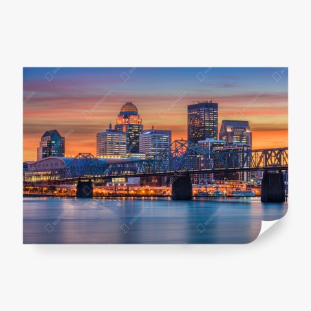 Wall mural Louisville skyline at sunset • Wallissimo®
