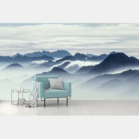 Wall mural misty mountain layers at dawn • Wallissimo®