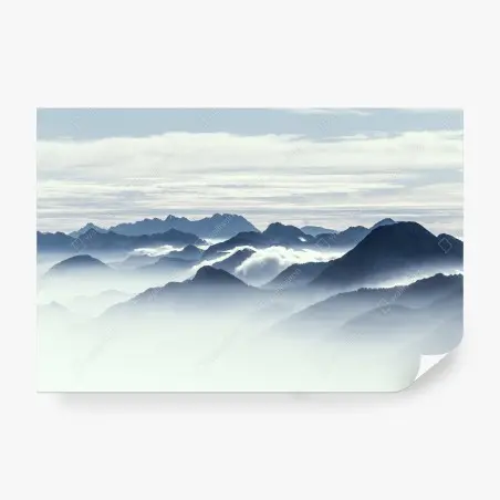Wall mural misty mountain layers at dawn • Wallissimo®
