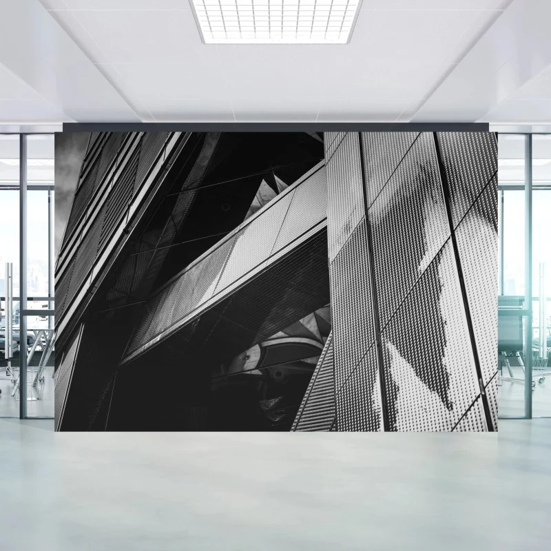 Wall mural geometric modern facade in monochrome