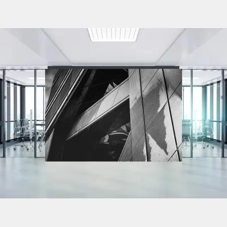 Wall mural geometric modern facade in monochrome • Wallissimo®