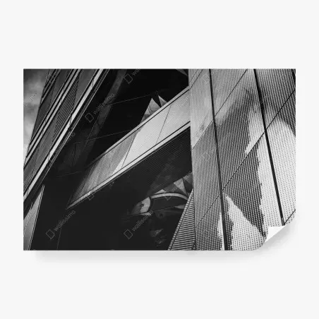 Wall mural geometric modern facade in monochrome • Wallissimo®